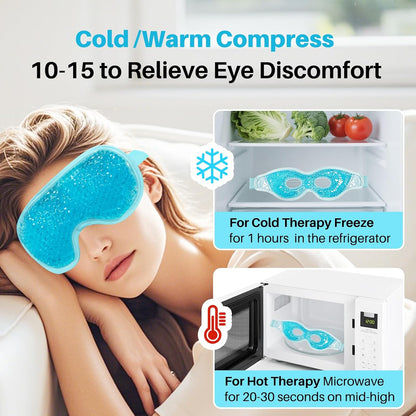 Cooling Eye Mask with Gel Bead 2 Pack Gel Eye Mask Cold Eye Mask for Relaxtion,Puffy Eyes Reusable Cold & Warm Compress for Puffiness,Dry Eyes,Headaches,Migraines,Stress Relief,Post Surgery