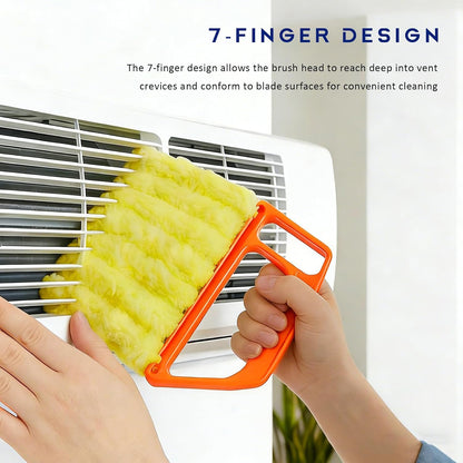 3 PCS Blind Cleaner Duster Tool, 7 Finger Detachable Duster Auto Air Conditioner Cleaning Tool, Washable Dusting Brush Handheld Cleaner for Vehicle Air Vents Blinds (Yellow)
