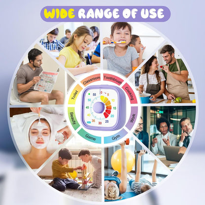 Shintrend 60 Minute Visual Timer with Colorful Dial, Pomodoro Timer for Kids and Adults, Silent Countdown Time Management Tool (Batteries Not Included)