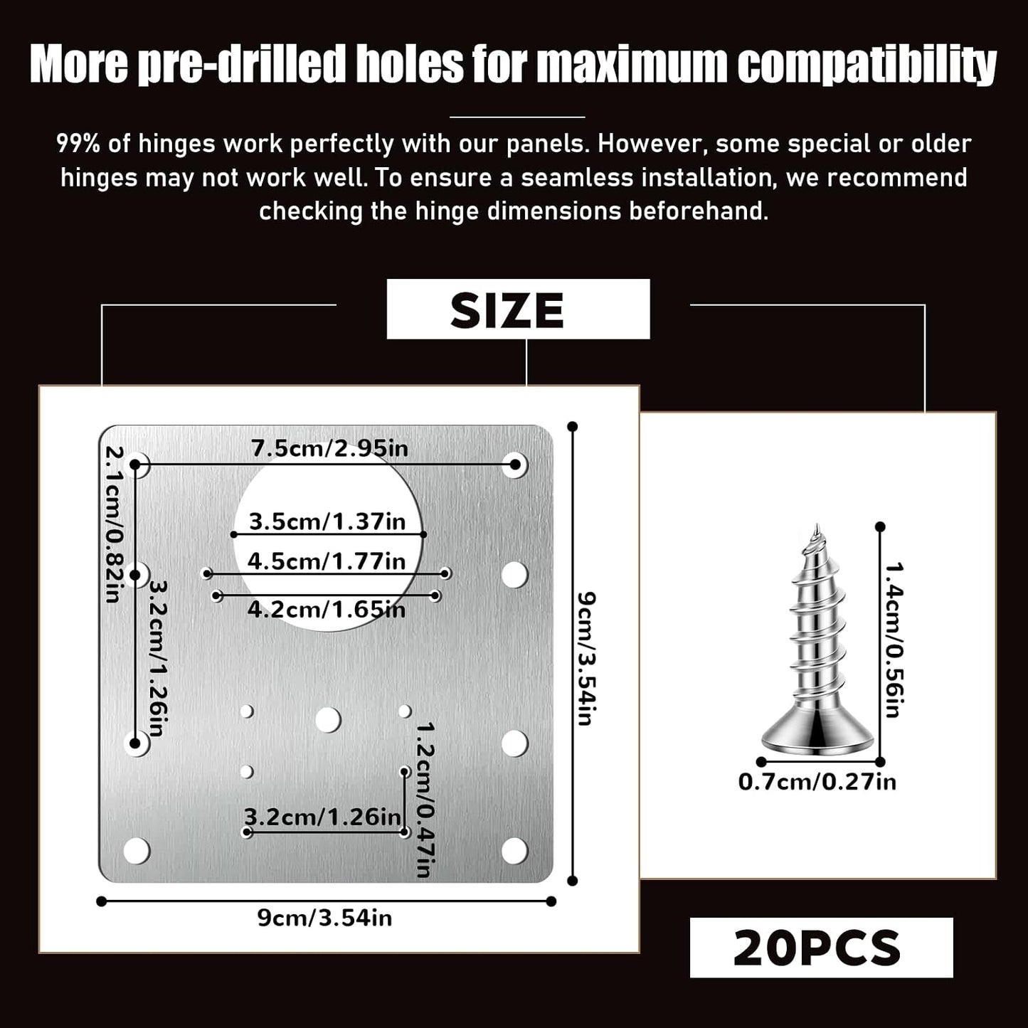 20 PCS Upgraded Cabinet Hinge Repair Plate Kit Thickened by 0.7 mm Stainless Steel Hinge Repair Brackets Kit Metal Hinges Repairs Fixing Plates with Screw for Kitchen Cupboard Door Locker Cabinet Door
