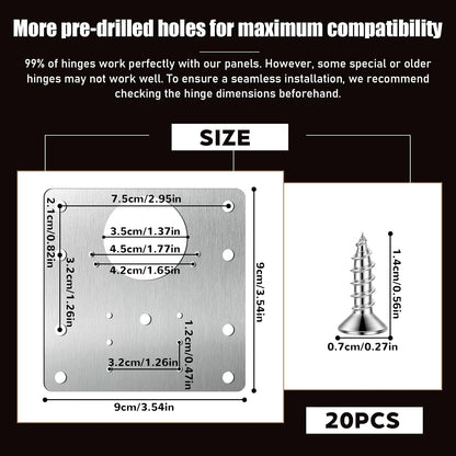 20 PCS Upgraded Cabinet Hinge Repair Plate Kit Thickened by 0.7 mm Stainless Steel Hinge Repair Brackets Kit Metal Hinges Repairs Fixing Plates with Screw for Kitchen Cupboard Door Locker Cabinet Door
