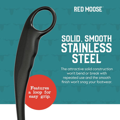 Red Moose Shoe Horn Long Handle Metal 24 inch - Durable and Sturdy for Shoes and Boots