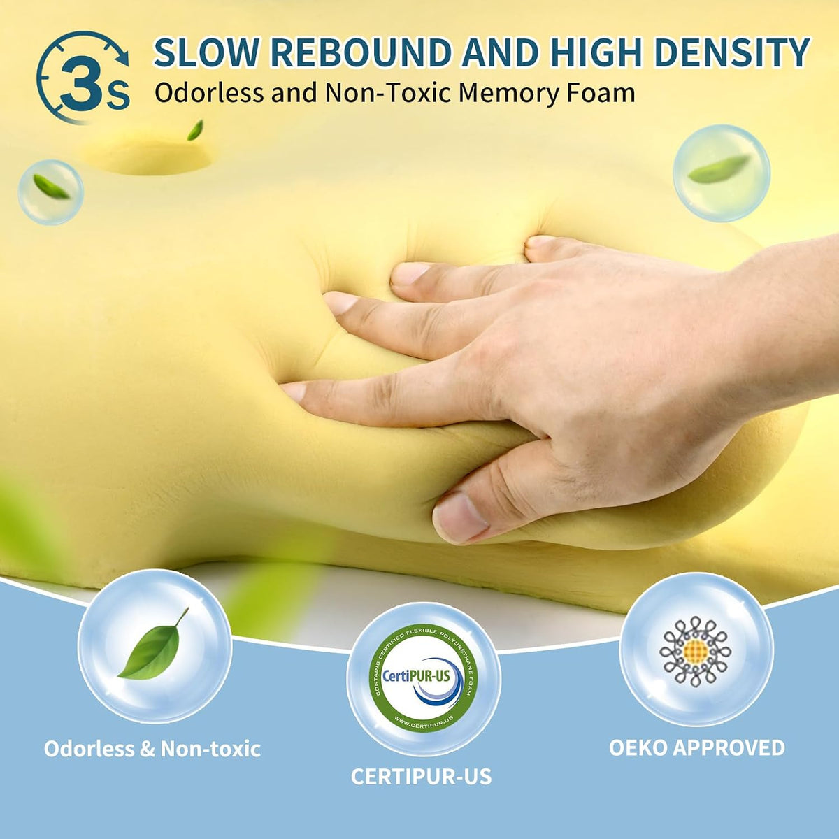 Cervical Pillow for Neck Pain Relief, Ergonomic Neck Pillow for Sleeping, Contour Side Sleeper Pillow for Neck Support, Orthopedic Cooling Memory Foam Pillows for Back Stomach Sleepers (Blue)