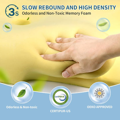 Cervical Pillow for Neck Pain Relief, Ergonomic Neck Pillow for Sleeping, Contour Side Sleeper Pillow for Neck Support, Orthopedic Cooling Memory Foam Pillows for Back Stomach Sleepers (Blue)