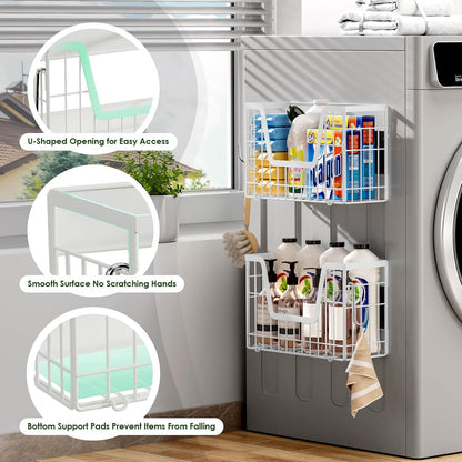 Magnetic Shelf for Fridge, Fruit Basket Magnet Shelves with 2 Hooks | Potato and Onion Storage Bins, Black Magnetic Organizer Side of Fridge Storage, Magnetic Spice Rack for Refrigerator Kitchen