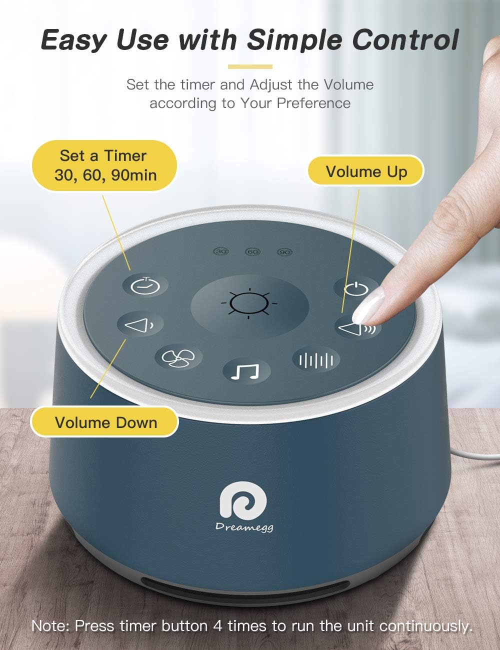 Dreamegg White Noise Machine for Adults - 10W Powerful Sound Machine with 29 Soothing Sounds, Noise Masking for Snoring, Traffic & Office Privacy, Ideal for Home, Travel & Deep Sleep