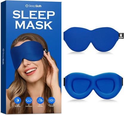Sleep Mask for Side Sleepers, 3D Contoured Eye Mask for Sleeping, Soft Memory Foam Eye Cover with Adjustable Strap, No Pressure on Eyes, Travel Sleep Mask for Men Women, Shift Work & Naps