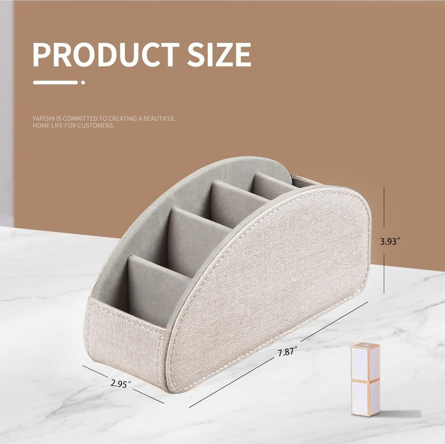 Pu Leather TV Remote Control Holder with 5 Compartments,Remote Caddy/Tray | Bedside Table Desk Storage Box/Organizer for Pen,DVD,Blu-Ray,Media Player,Heater Controller,Cosmetics,Glasses,Office Supplies