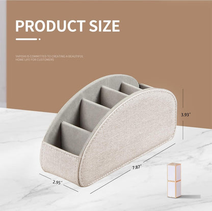 Pu Leather TV Remote Control Holder with 5 Compartments,Remote Caddy/Tray | Bedside Table Desk Storage Box/Organizer for Pen,DVD,Blu-Ray,Media Player,Heater Controller,Cosmetics,Glasses,Office Supplies