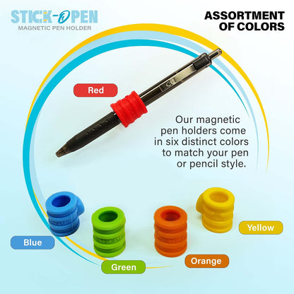 Stick-O Pen Magnetic Pen Pencil Holder - Holds Most pens, Pencils, and Thin Markers. Ideal for Fridges, Task Boards, Workshops, Classrooms, Offices, and Kitchens. (Three Pack)