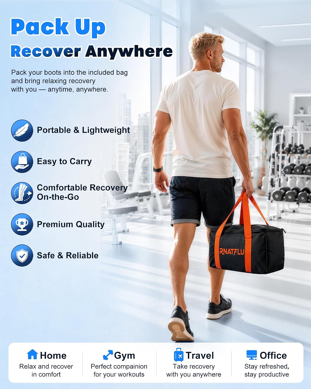 Air Compression Leg Massager with Heat for Circulation, Pain Relief | Sequential Full Leg Recovery Compression Boots, 11 Intensity , 6 Modes, 3 Heat, Pressure Sensor, Post-Workout & Daily Relief