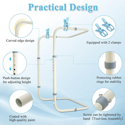 Blanket Lifter Foot Cradle Lift Bar for Feet Adjustable Blanket Support Lifters Holder Bed Foot Tent Blankets Riser Sheet Raiser Heavy Duty Steel Medical Accessories Leg Knee Ankle Surgery Recovery