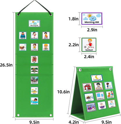 Visual Schedule for Kids with Autism Chore Chart for Toddler Planning Board Daily Routine Chart Autism Learning Materials Classroom, Home Use with 124 Cards (Blue)