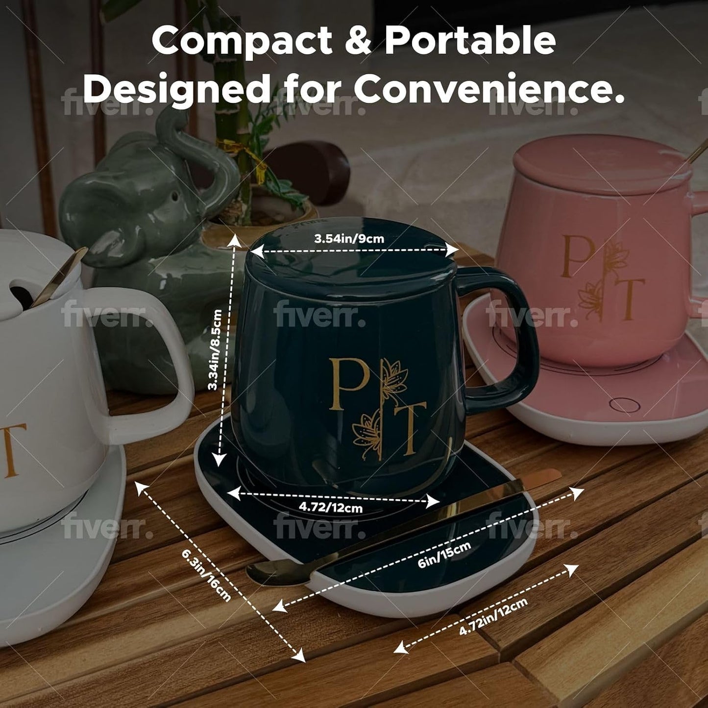 Smart Coffee Mug Warmer & Mug Set for Desk, Electric Coffee Cup Warmer with Auto Shut Off, 55°C Temperature Coffee Mug Warmer Heater, Ceramic Cup, Home, Office - Ideal Gift for Coffee & Tea