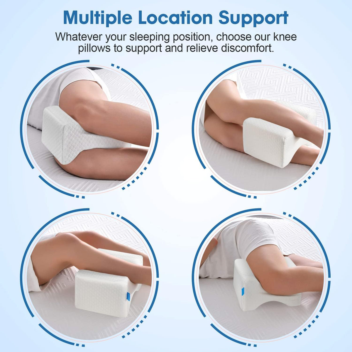 LESUMI Memory Foam Knee Pillow, Sleeping Leg Pillow, for Side Sleepers & Pregnant Women - for Spinal Alignment, Relief Sciatica, Knee, Back, Leg & Hip Pain, with Washable Cover & Travel Bag, White