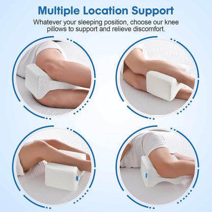 LESUMI Memory Foam Knee Pillow, Sleeping Leg Pillow, for Side Sleepers & Pregnant Women - for Spinal Alignment, Relief Sciatica, Knee, Back, Leg & Hip Pain, with Washable Cover & Travel Bag, White
