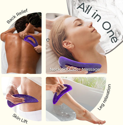 Scienlodic Gua Sha Massage Tool with Handle (Resin) Larger Guasha Scraping Tool for Back Neck Face Leg Massage, Lymphatic Drainage, Cellulite Remove - Large