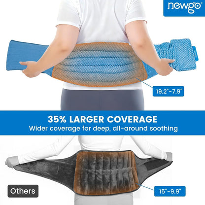 NEWGO Microwavable Heating Pad for Back Pain Relief, Moist Heat Therapy Back Wrap for Waist, Lower Lumbar, Stomach and Shoulder, Warm Compress Pack for Muscle Spasms Sore, Slipped Discs