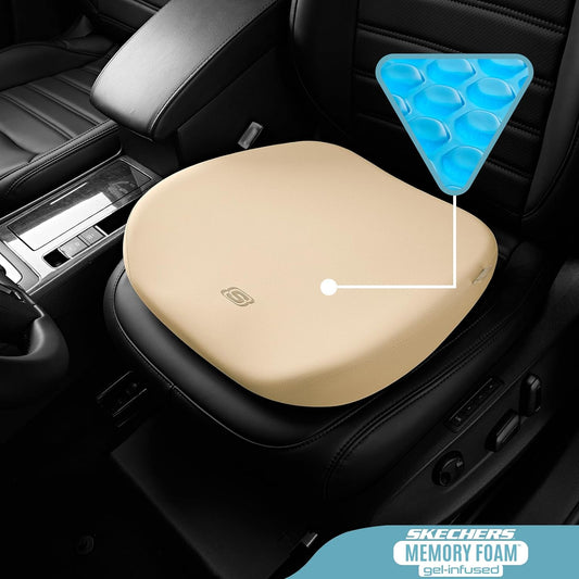 Skechers Seat Cushion Premium Gel & Memory Foam-Office Chair Cushion for Tailbone Pain Relief,Butt Pillow for Office Chair,Car seat Cushion,Long Sitting Office Workers,and Car Drivers,Black