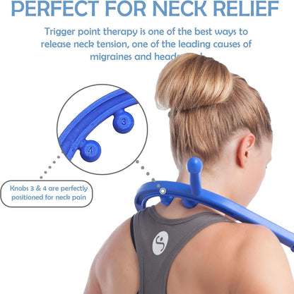 Body Back Buddy Classic Back Massager & Neck Massager for Pain Relief, Blue | USA Made Dual Massage Hooks For Back, Shoulder, And Neck, Muscle Knot Remover For Trigger Point Therapy And Full Body Relief