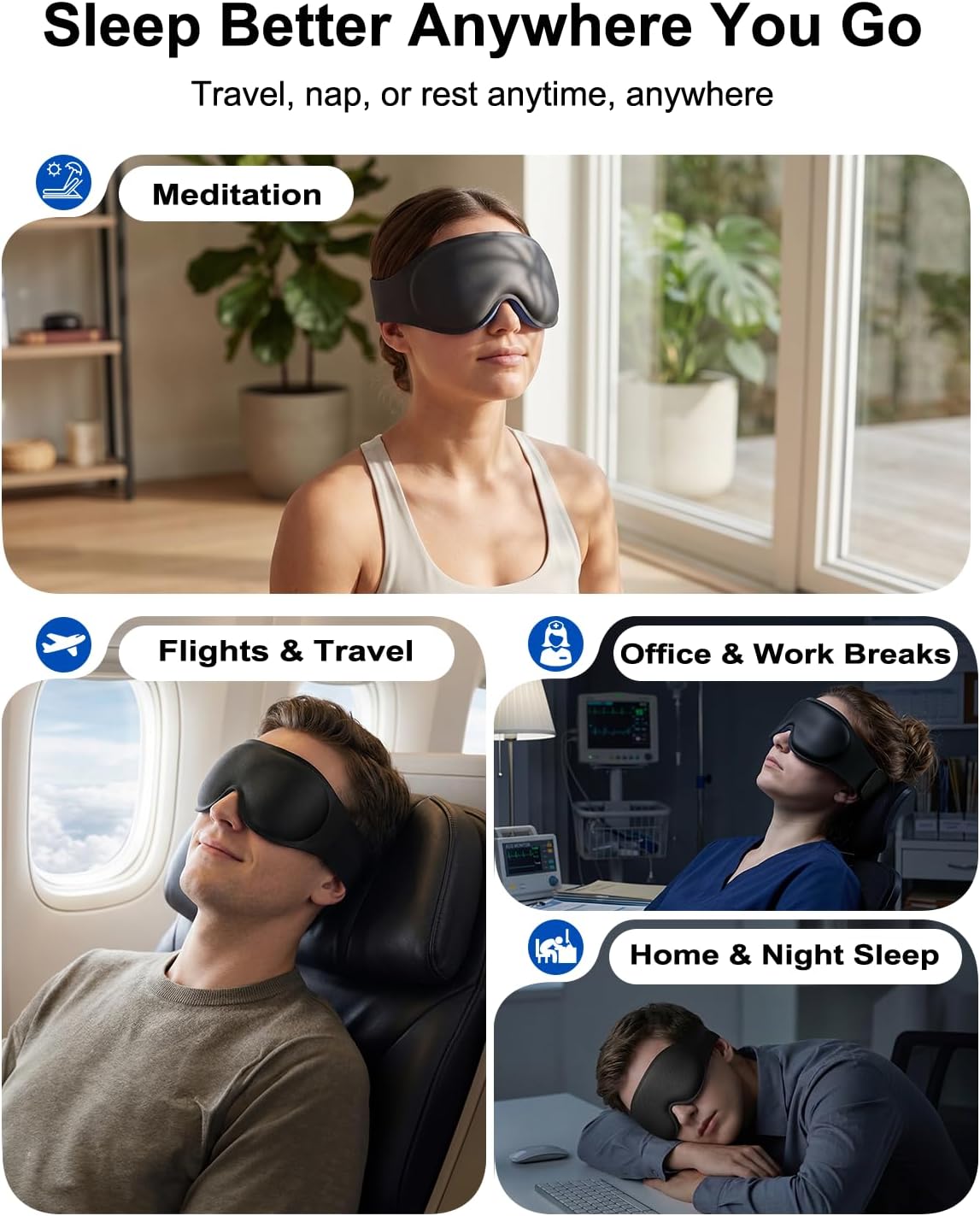Weighted Eye Mask for Sleeping, 100% Blackout Sleep Mask for Women and Men
