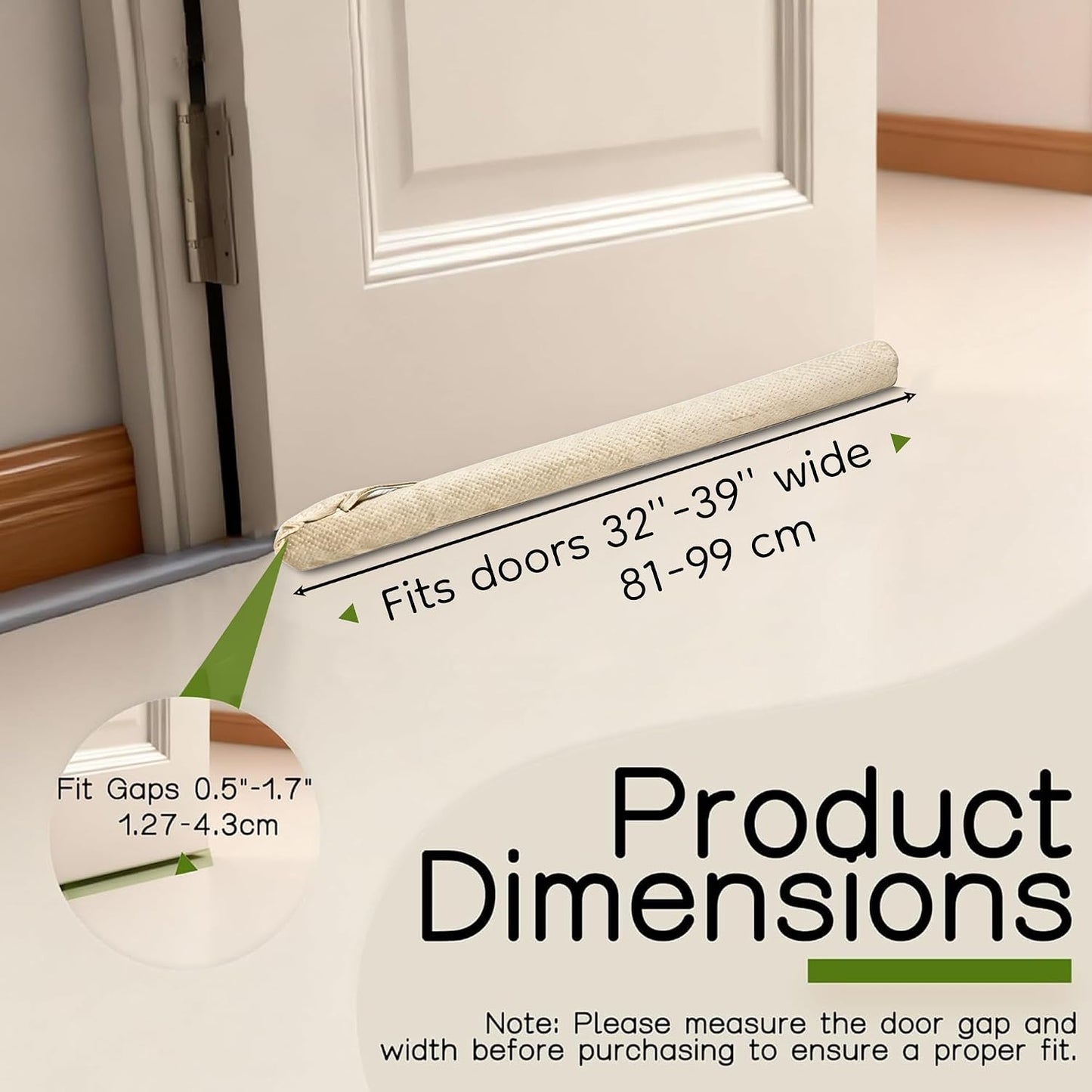 Under Door Draft Stopper, Draft Stopper for Bottom of Door, Adjustable 30-36 Inch Door Draft Blocker, Under Door Gap Filler, Easy Install Door Seal, Helps Reduce Drafts, Noise and Heat Loss Black