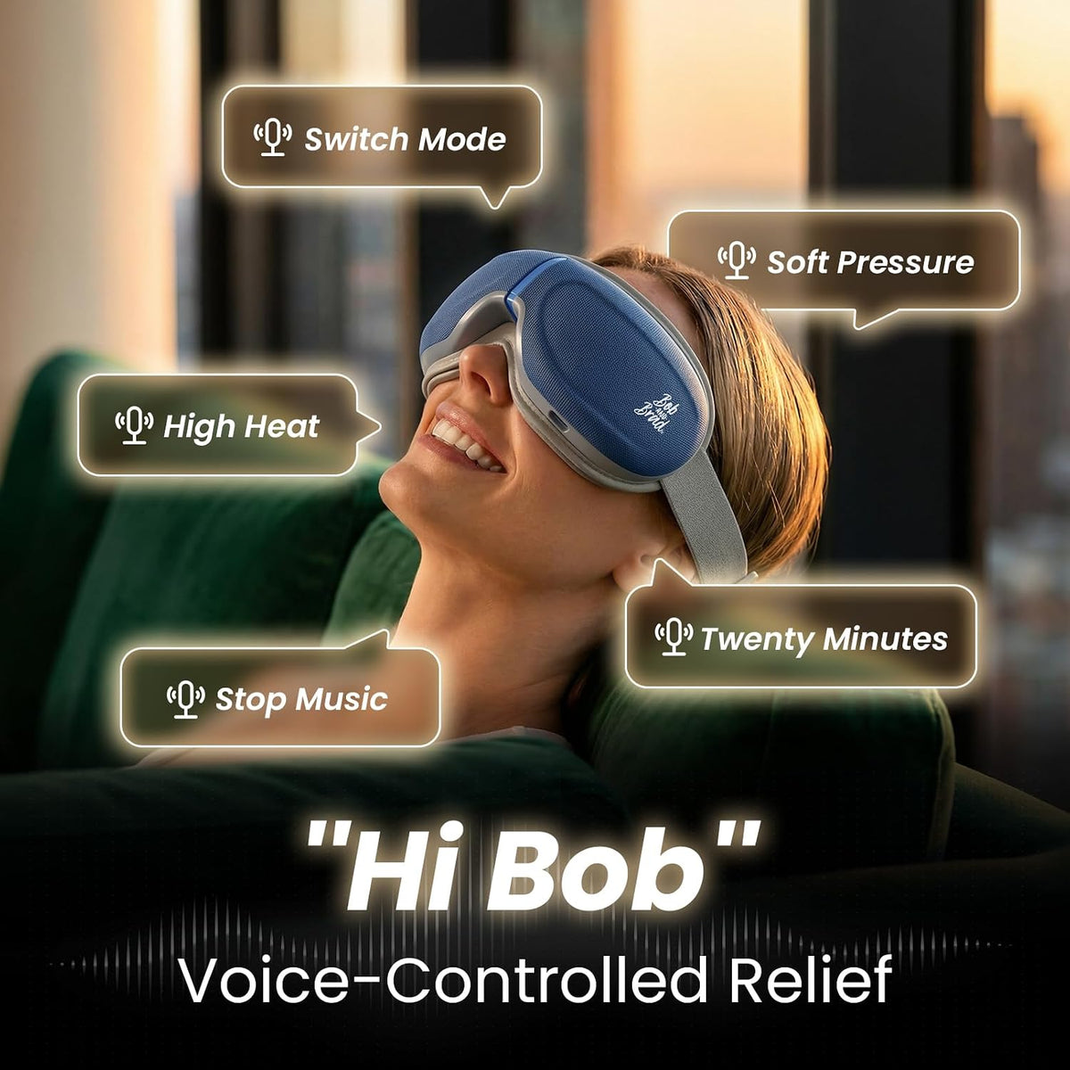 BOB AND BRAD Eye Massager with Heat FSA Eligible HSA, Birthday Gifts for Women Men Mom, Heated Eye Mask for Migraines with Music, Smart Migraine Massager for Dry Eyes Relief & Improve Sleep