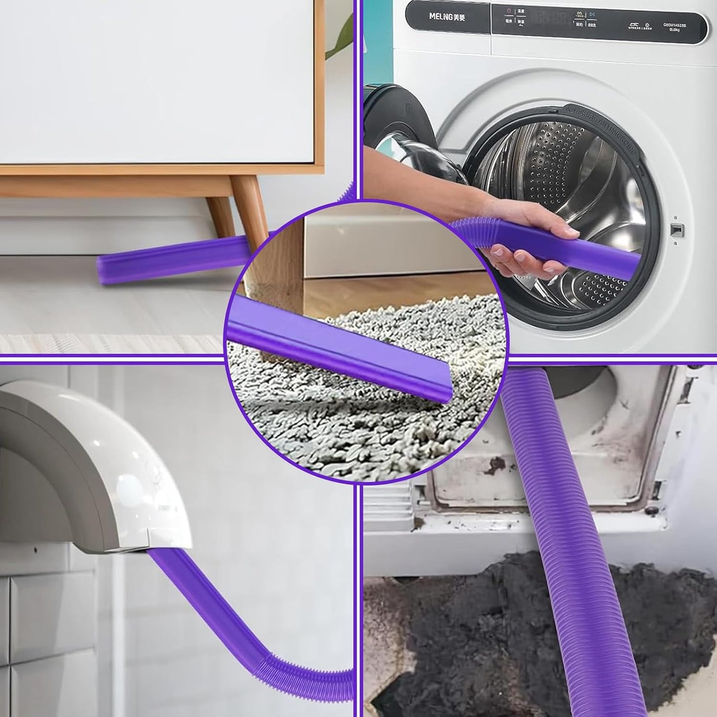Upgraded Dryer Vent Cleaner Kit: Universal Vacuum Hose Attachment for Lint Removal Fits All Vacuums Cleaner Dryer Cleaning Tools for Clogged Ducts (Blue)