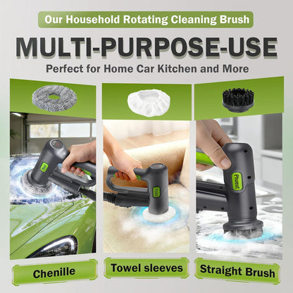Electric Spin Scrubber Cordless, 2 Speeds Power Cleaning Brush, 150 Mins Runtime Rechargeable Shower Scrubber with 9 Replaceable Accessories for Bathroom, Tile, Grout, Kitchen, Floor, Car