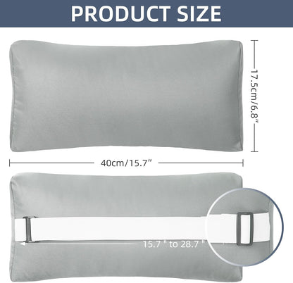 Headrest Pillow for Patio Chaise Lounge Chair, 4 Pack Outdoor Chaise Pillows with Adjustable Elastic Stripe Head Resting Pillows for Recliner Office Chair, Dark Gray