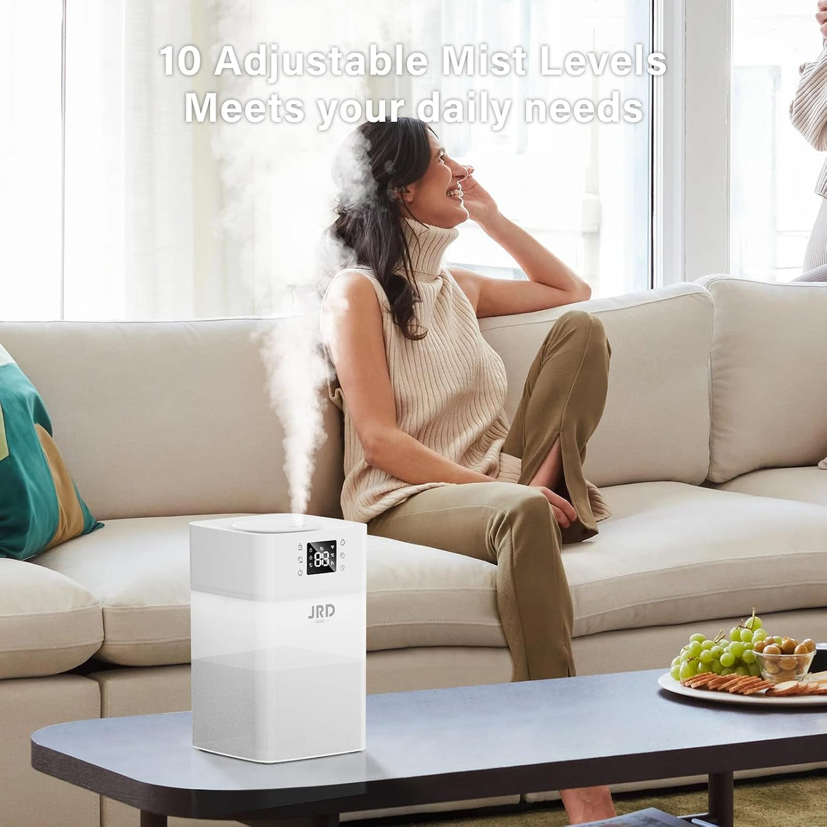 JRD Humidifiers 4L for Bedroom, Cool Mist Humidifier for Large Room, 40H Runtime, Night Light, 360° Nozzlefor Home, Office, Baby Nursery, Plants