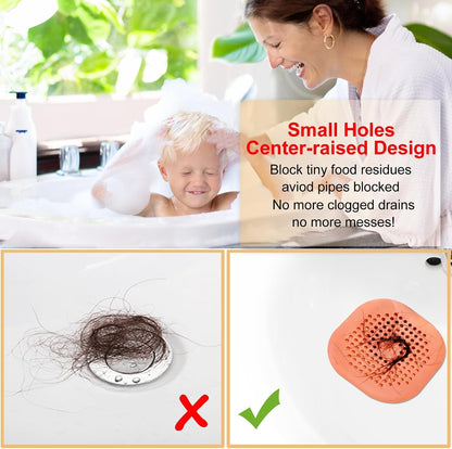 Bovinde Hair Drain Catcher,Square Cover for Shower 2 Pack (Black) | Drainer Cover Silicone Hair Stopper with Suction Cups,Protector Accessories,Easy to Install Suit for Bathroom,Bathtub,Sink