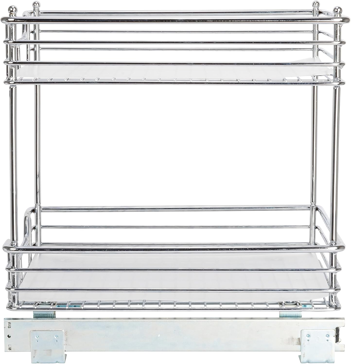 Household Essentials Glidez Multipurpose Chrome-Plated Steel Pull-Out/Slide-Out Storage Organizer for Cookware and Bakeware - 2-Tier Design - Fits Standard Size Cabinet or Shelf, Chrome