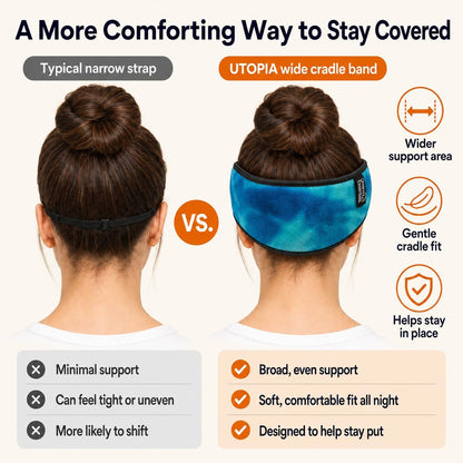 Dream Essentials Utopia Blackout Sleep Mask with Wide Cradle Band, Adjustable Plush Eye Mask for Side Sleepers, Flexible Nose Bridge, Handmade in USA, Travel & Naps