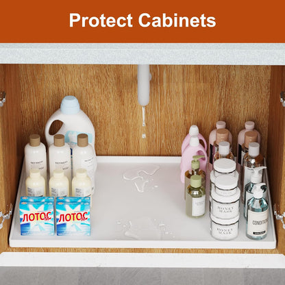 34" x 22" Extra Thick Silicone Mat Waterproof with Raised Edge, | Under Sink Mat for Kitchen & Bathroom, Kitchen Cabinet Liner, Multi-Purpose for Storage & Protection