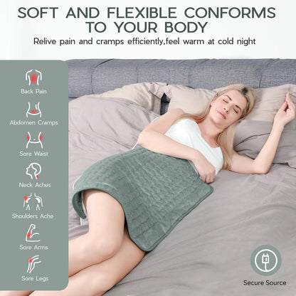 Heating Pad for Period Cramps, Heating Pad for Back/Neck/Shoulder Muscle Pain, 6 Heating&4 Timer Setting, Auto Shut Off, Dry/Moist Heat & Machine Washable, Gray Birthday Christmas Gifts for Women Mom