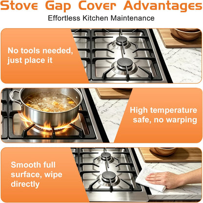 Lomesion Stove Gap Covers, 2 Pack Retractable Stainless Steel Gap Filler, Heat Resistant & Easy Clean, Adjustable 13.8-27.5 in, Fits 2-20 mm Gaps, 0.79 in Wide, Black Brushed Finish