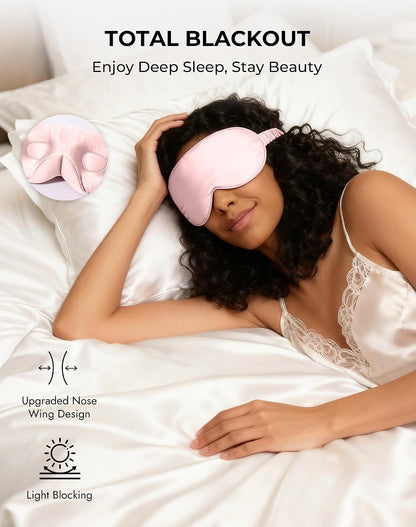 SilkSilky 100% 22 Momme Mulberry Silk Sleep Mask, Dark Blue