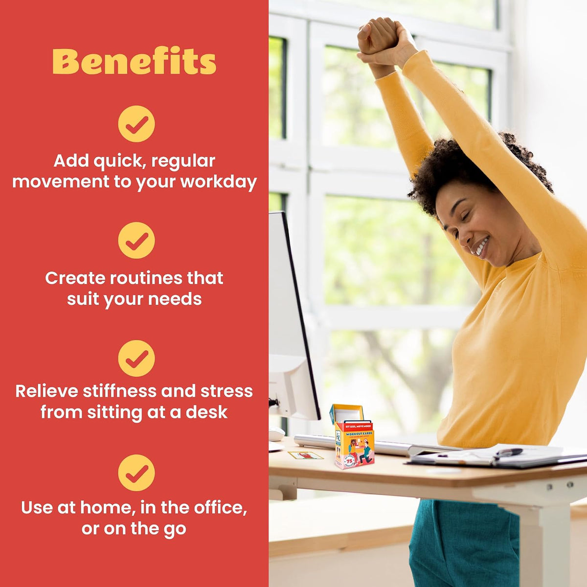 75 Desk Workout Cards - Desk Exercise and Stretching Deck for the Office