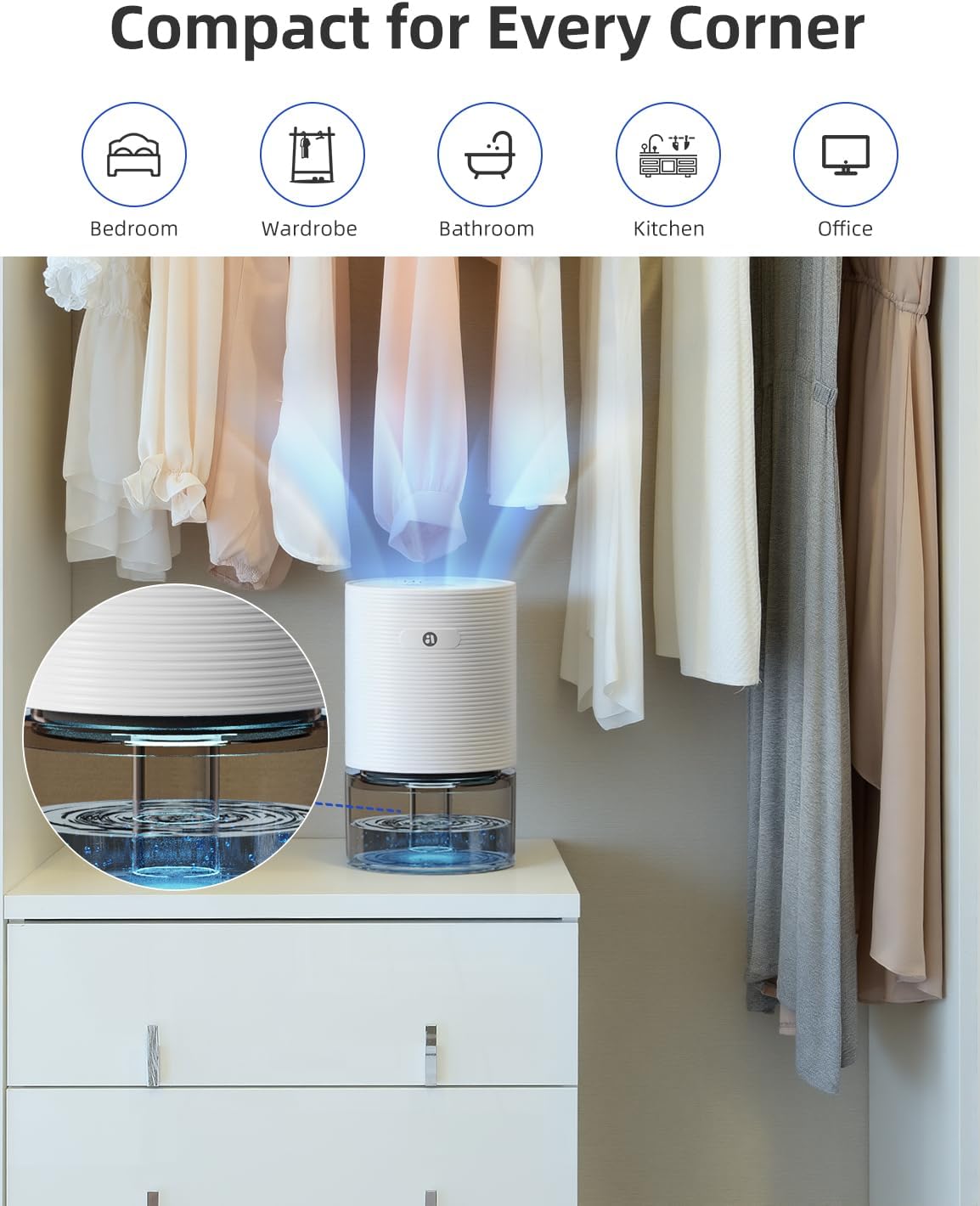Small Dehumidifiers for Bathroom, Bedroom, Dorm Room, Home, RV, Closet, Wardrobe, Office, Portable Dehumidifier with Auto Shut Off, Auto Defrost, Colorful Light, Ultra Quiet, Energy Saving, 35 OZ | Ultra Quiet & Energy Saving with Auto Shut Off, Auto