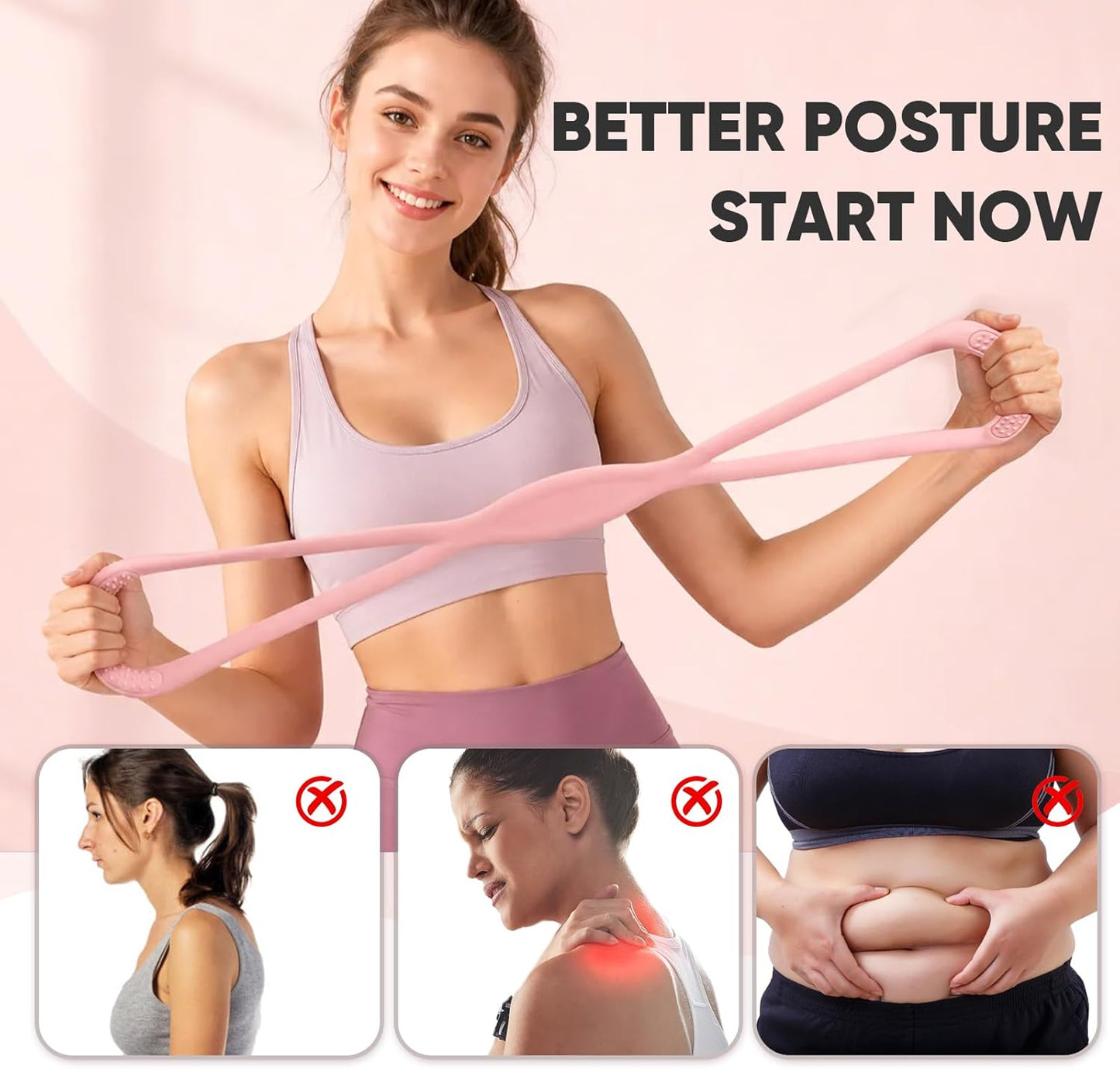 Figure 8 Resistance Bands, Exercise Bands for Stretching, 1Pcs | Fit Arms, Shoulder, Leg & Back, Non-Slip Handles, Home Gym, Yoga & Physical Therapy - Toning, Posture Correction,Women & Men