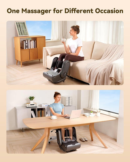 EaseZen 2 in 1 Collapsible Foot and Calf Massager with Heat with Neuropathy | Deep Kneading Therapy, Vibration, Compression,for Plantar Fasciitis, Auto Shut-Off, Gifts for Women Man Family,up to Size 14