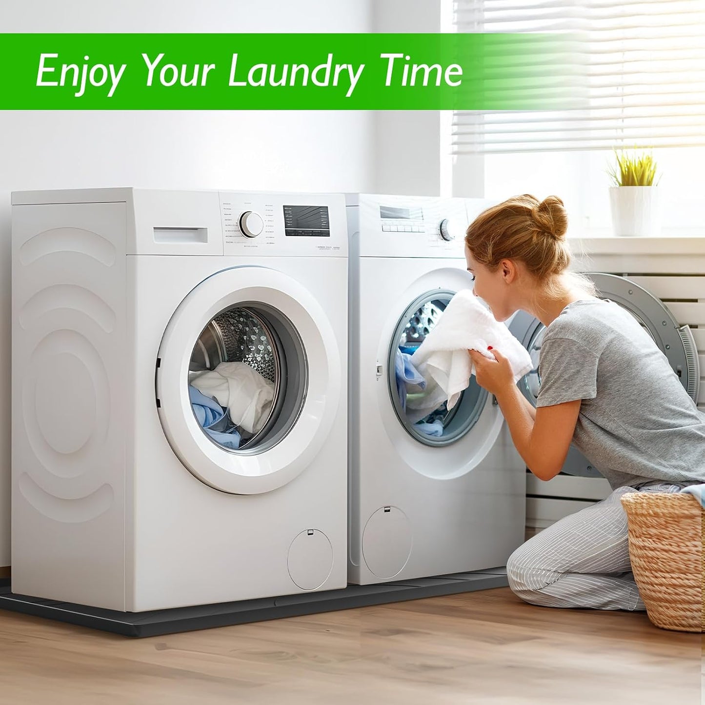 Washing Machine Drain Pan Silicone mat – 30x33 Inch Non-Slip Waterproof Washer Drip Tray, Anti-Vibration Soft Mat for Under Dryer or Washer, Floor Leak Protector for Laundry Room