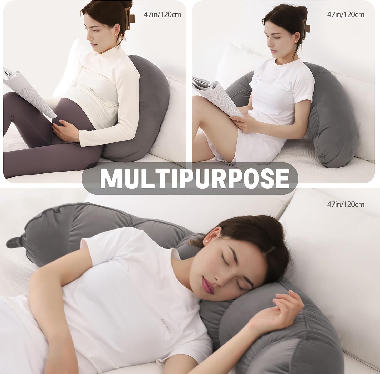 Peallow(Pat. Pend) – Long Round Body Pillow for Adults, Bolster Pillow for Sleeping, Soft and Supportive Pillow for Sleeping & Lumbar Support (Green-White, 29.5")