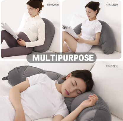 Peallow(Pat. Pend) – Long Round Body Pillow for Adults, Bolster Pillow for Sleeping, Soft and Supportive Pillow for Sleeping & Lumbar Support (Green-White, 29.5")