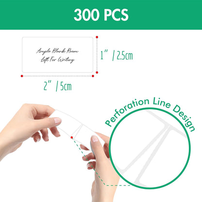 1000 Removable Food Labels, Water/Oil/Tear Resistant Blank Stickers with Perforation Line for Food Containers, Freezer, Fridge, Jars, Pantry, Organization (1” x 2”)
