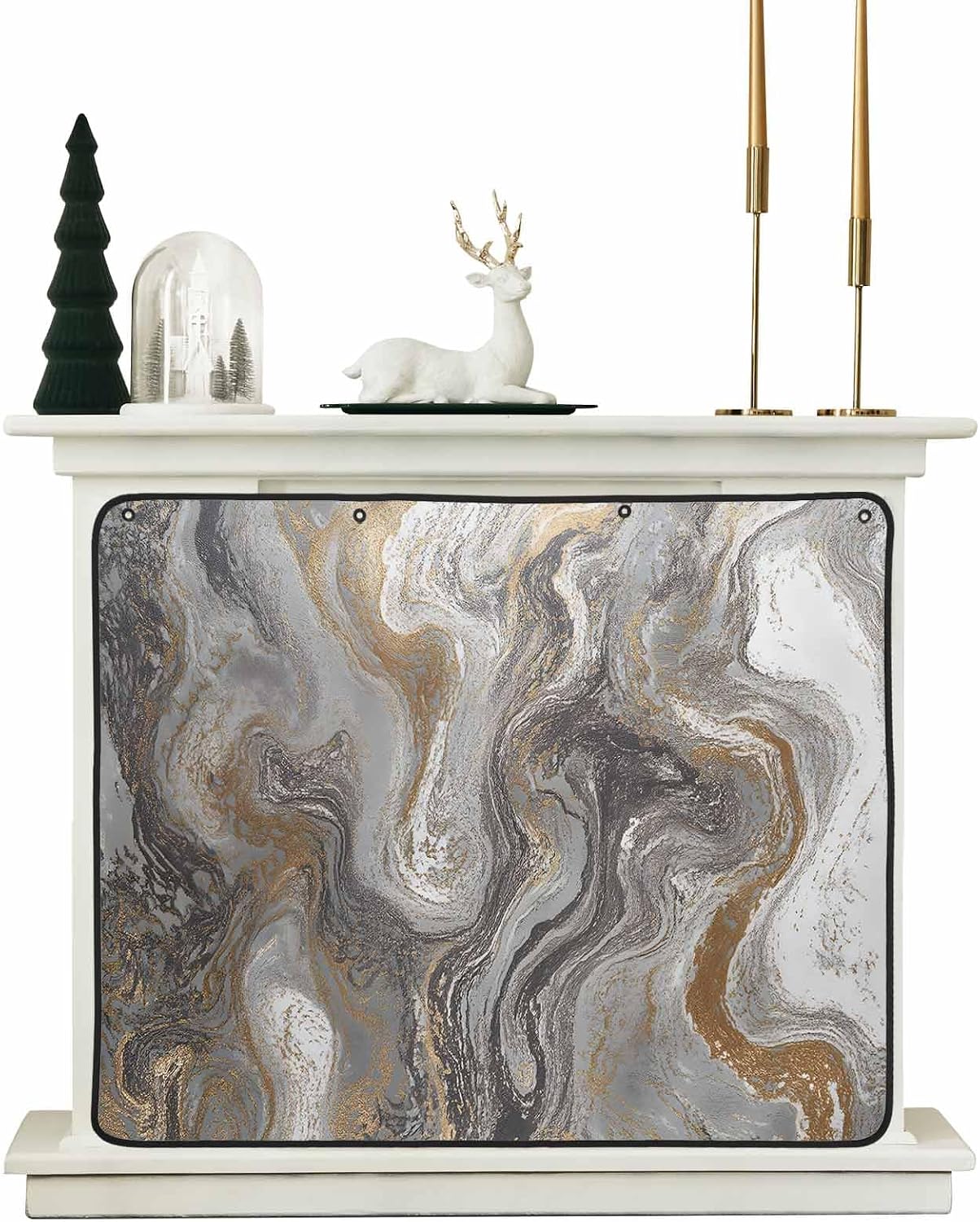 Magnetic Fireplace Cover Sage Green Marble Fireplace Screen Decorative Abstract Fluid Art Insulation Fireplaces Blocker Blanket Save Energy Fireplaces Draft Stopper Covers for Living Room 36x30 Inch