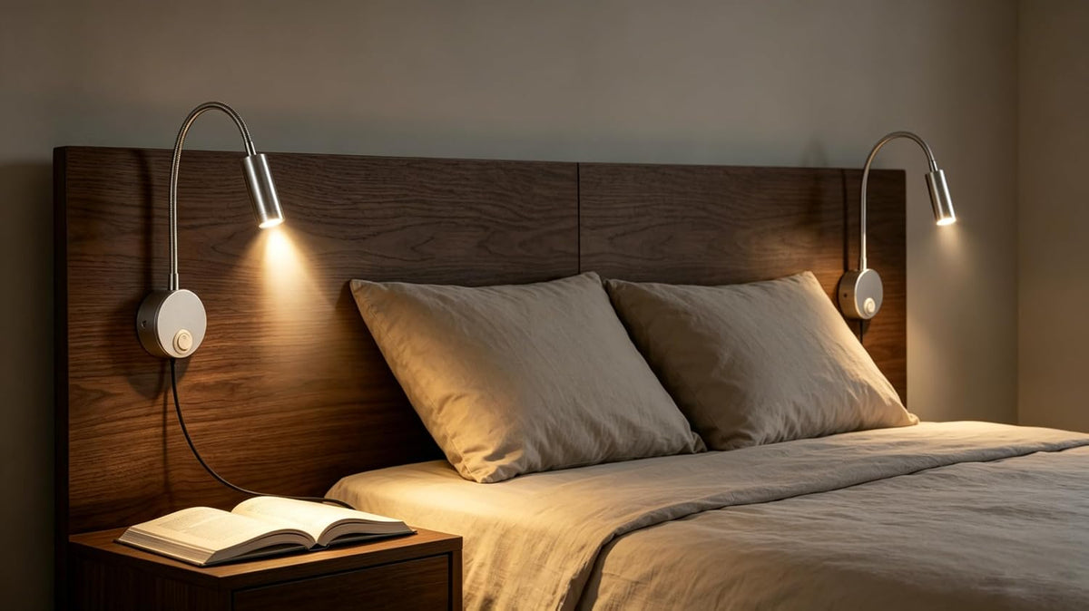Wall Mounted LED Reading Lamp Focused 25° Spotlight for Bedroom headboard Marine Cabin Boat Yacht Interior Light Hotel Suite Hospital Patient Room Bedside Sconce 4.92ft Cord