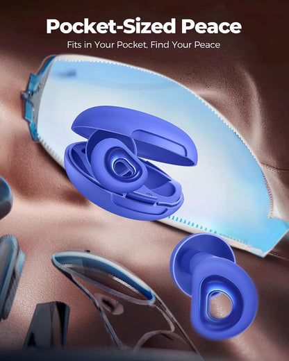 55dB Noise Reduction Ear Plugs for Sleeping, Reusable Noise Cancelling Earplugs for Snoring, Side Sleepers & Travel, Soft Silicone Hearing Protection for Concerts, Studying, Work, Airplane, 7 Ear Tips