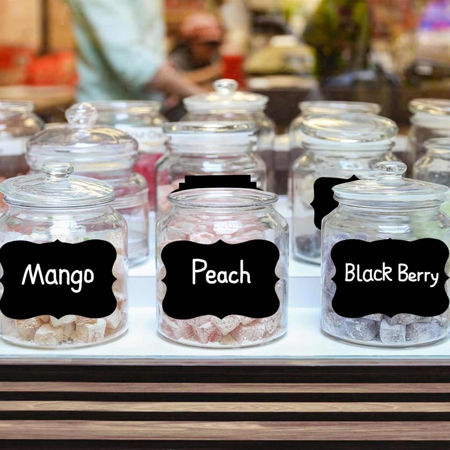 200 Pcs Chalkboard Labels,Reusable Labels with 1 Liquid Chalk Markers Removable Labels,Suitable for Mason Jars Storage Boxes Food Containers Storage Jars Kitchen Food Spice Storage(Black)